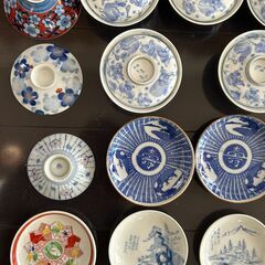 染付 焼物/ 蓋付き茶碗 小皿 色々まとめて29点 /レトロ / 古美術 / 骨董の画像