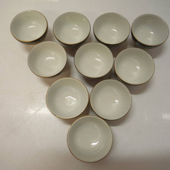 ☆▲九谷焼　青粒　酒盃　盃　お猪口　ぐい呑み　陶器　工芸品　10客セット　e　の画像