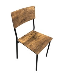 【ジ1211-08】ヴィンテージ風チェア✨木目×スチールでおしゃれ／状態良好！の画像