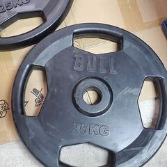 中古 BULL Φ50ｍｍ ラバープレート 25kg 2枚セット ペア 計50kg BL-RP25 オリンピック バーベル プレート 札幌 北区の画像