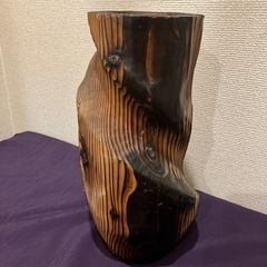 秋田杉　焼杉木目花瓶　インテリアの画像