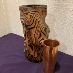 秋田杉　焼杉木目花瓶　インテリアの画像