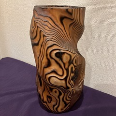 秋田杉　焼杉木目花瓶　インテリアの画像