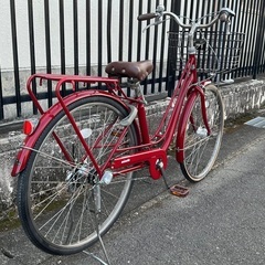 ＜整備済・美品車＞イオン minette 26インチ自転車・内装3段変速・鍵付き レッド LEDオートライトの画像