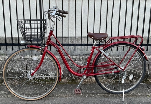 ＜整備済・美品車＞イオン minette 26インチ自転車・内装3段変速・鍵付き レッド LEDオートライト・後輪タイヤ/スポークプロ