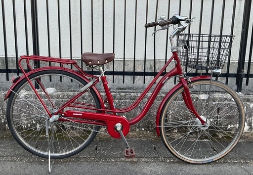 ＜整備済・美品車＞イオン minette 26インチ自転車・内装3段変速・鍵付き レッド LEDオートライト・後輪タイヤ/スポークプロ