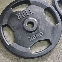 中古 BULL Φ50ｍｍ ラバープレート 20kg 2枚セット ペア 計40kg BL-RP20 オリンピック バーベル プレート 札幌 北区の画像