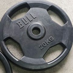 中古 BULL Φ50ｍｍ ラバープレート 20kg 2枚セット ペア 計40kg BL-RP20 オリンピック バーベル プレート 札幌 北区の画像