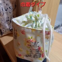 ⚠️取引中⚠️0円出品⚠️吊り下げられる布バスケット3つ②(ハンドメイドの物)(猫柄)の画像