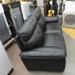 現状特価品‼ 2.5人掛けソファ 幅186cm 革製 ブラック 背もたれ取り外し可能 2Pソファ 黒 西岡店の画像