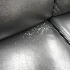 現状特価品‼ 2.5人掛けソファ 幅186cm 革製 ブラック 背もたれ取り外し可能 2Pソファ 黒 西岡店の画像