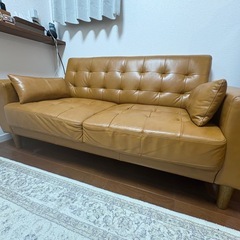 本革2人掛けソファ(キャメル) 【12/13・14引取限定】の画像