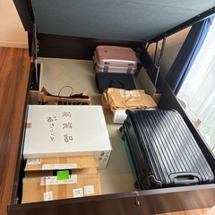 定価6万円　ニトリ　ダブルベッド　跳ね上げ式　ブラウン　の画像