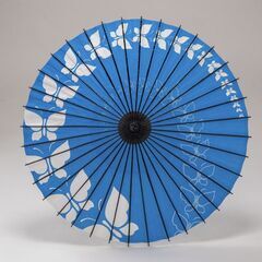 紙張り和傘 直径70cm 蝶々 / 青 の画像
