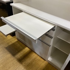 12/19値下げしました！🌿人気🌿松田家具 レンジボード ホワイト シンプル スライドカウンター No.2736の画像