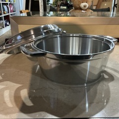 無水鍋🍲KINGキング寸法18.0cm説明書付き❣️無水調理両手鍋深鍋軽量シルバーの画像