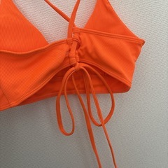 水着　ビキニ　レディース　バッククロス　オレンジ　サイド編み　Mの画像