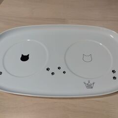 猫壱　脚付フードボウル２個＆食器トレーのセットの画像
