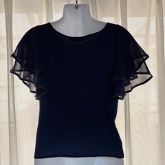 mysty woman ネイビー フリル袖 M☆の画像