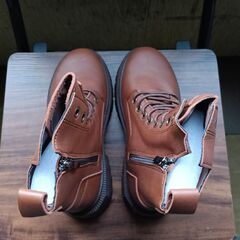 新品 22.5cm レディース ブーツ ブラウン 厚底 シューズ サイドゴア 識別番号:【B212-S】の画像