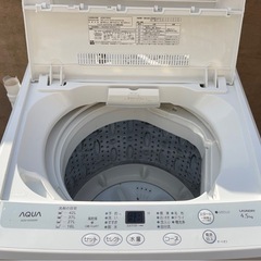 配達設置無料 アクア 洗濯機 4.5kg 高濃度クリーン浸透 風乾燥機能付の画像