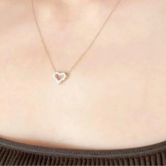 K18 【鑑別書付】 天然ダイアモンドハートネックレスの画像