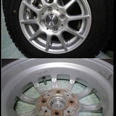 スタッドレスタイヤ　ダンロップ　ウィンターマックスWM02　145/80R13　2022年製  アルミ　マナレイスポーツ　シルバー色  の画像