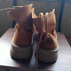 新品 23cm レディース ブーツ ブラウン 厚底 シューズ サイドゴア 識別番号:【B215-S】の画像