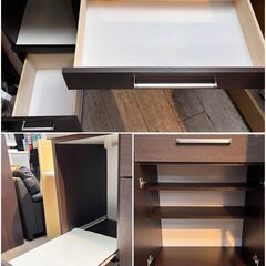 キッチンボード レンジボード 食器棚 コンセント3個口 ダークブラウン×ホワイト 横幅104.5cm 奥行45cm 高さ190.5cm★買取帝国 志木店の画像