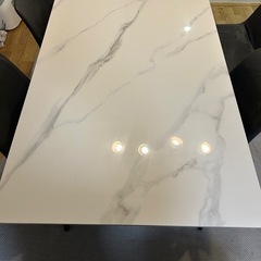 『高槻市』セラミック製ダイニングテーブルセット 160cm／大理石柄の画像