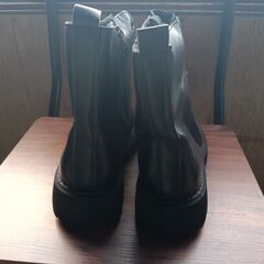 新品 24.5cm レディース ブーツ ブラック 厚底 シューズ サイドゴア 識別番号:【B217-S】の画像