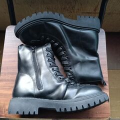 新品 24.5cm レディース ブーツ ブラック 厚底 シューズ サイドゴア 識別番号:【B217-S】の画像