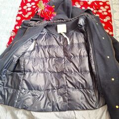 ベスト付、ネイビーコートの画像