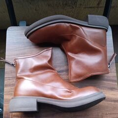 新品 23cm レディース ブーツ ブラウン 厚底 シューズ サイドゴア 識別番号:【B219-S】の画像