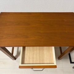 不二貿易(Fujiboeki) デスク 机 幅90×奥行45×高さ72cm ミディアムブラウン 脚部天然木使用 引出収納 椅子付きの画像