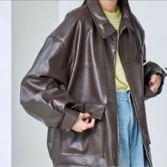 coen レザーライクビッグジャケット レザーオーバーサイズの画像