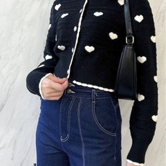 美品  dazzlin ハート柄ニットカーディガンの画像