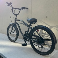  【6万で購入】ビーチクルーザー 黒 22インチ 極太タイヤ 高級シマノ社製変速搭載 BMX マットブラック ファットバイク
 ビーチクルーザー 激レア 折りたたみ可能　自転車 アメ村 HIPHOP堀江 表参道 青山 代官山 ピストバイク【早い者勝ち】の画像