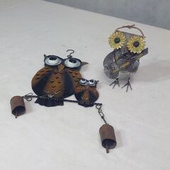 ブリキのフクロウ ✨２点セット  😄最大サイズ４０センチの画像