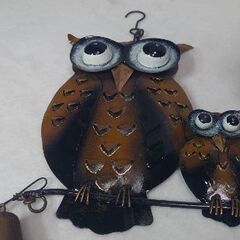 ブリキのフクロウ ✨２点セット  😄最大サイズ４０センチの画像