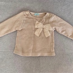 hakka kids リボン付きベージュ長袖カットソー サイズ100の画像