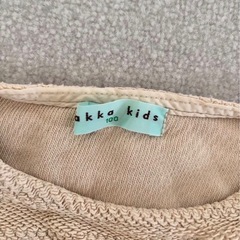hakka kids リボン付きベージュ長袖カットソー サイズ100の画像