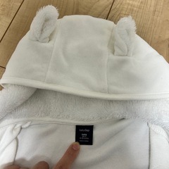⭐baby Gap⭐ 耳付きロンパース 長袖 長ズボン 白 の画像