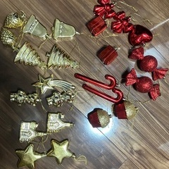 【セール】フランフラン キラキラ クリスタル 可愛い Franc Franc  クリスマスツリーの飾り付け セットオーナメント モチーフ 26個 レッド&ゴールドの画像