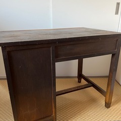 【譲ります】希少 アンティーク 片袖机 木製デスク 無垢材 W91×D60×H73 店舗什器 カウンター 事務机 レトロ ビンテージの画像