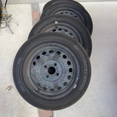 美品/低走行】2023年製 155/65R14 ヨコハマ BluEarth FE AE30A 三菱純正鉄チンホイール カバー付き 4本セットの画像