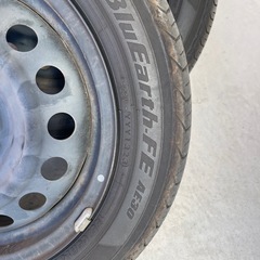 美品/低走行】2023年製 155/65R14 ヨコハマ BluEarth FE AE30A 三菱純正鉄チンホイール カバー付き 4本セットの画像