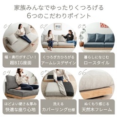 フロアソファ 幅180cm 2人掛けソファ セージグリーン　ローソファーの画像