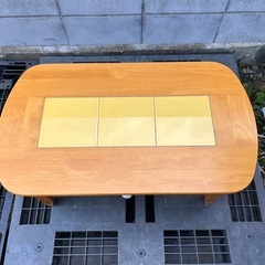 タイル天板ローテーブル　引き出し付き　横90×奥行50×高さ37cmの画像