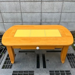 タイル天板ローテーブル　引き出し付き　横90×奥行50×高さ37cmの画像